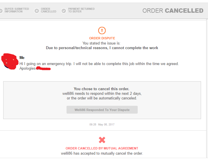 order cancelled